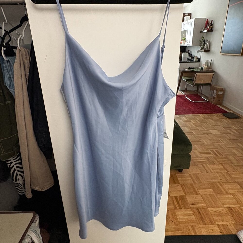 Light Blue Satin Slip Dress